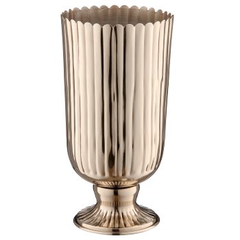 Metal amphora on base, grooved, 16.5x16.5x33cm, silver