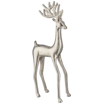 Aluminium Hirsch, stehend, ca. 15x9x41cm, silber