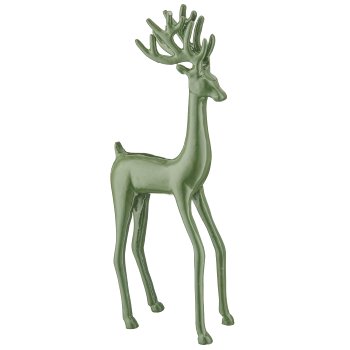Aluminium stag with enamel finish, standing, ca. 15x11x41cm, dark green, Lepuro