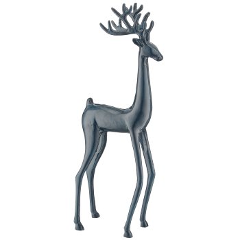 Aluminium Hirsch mit Enamel Finish, stehend, ca. 20x12x58cm, blau, Lepuro