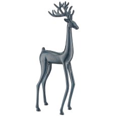 Aluminium Hirsch mit Enamel Finish, stehend, ca. 20x12x58cm, blau, Lepuro