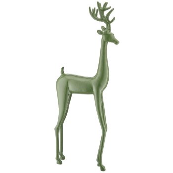 Aluminium stag with enamel finish, standing, ca. 30x9x79cm, dark green,