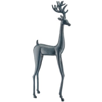 Aluminium Hirsch mit Enamel Finish, stehend, ca. 30x9x79cm, blau, Lepuro