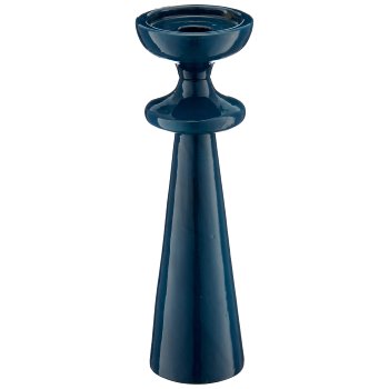 Aluminium candle/tealight holder SWING with enamel, 8x8x26cm, blue, Lepuro