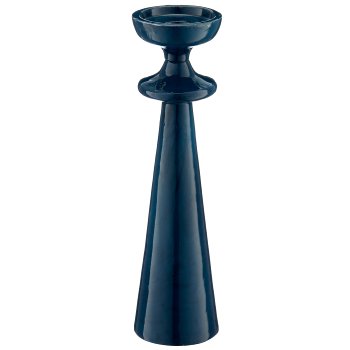 Aluminium candle/tealight holder SWING with enamel, 8x8x31cm, blue, Lepuro