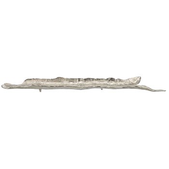 Alumninium bowl leaf, 112x15x7.5cm, silver