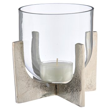 Alumninium Gestell für 1 Teelichtglas, 13x13x15cm, silber
