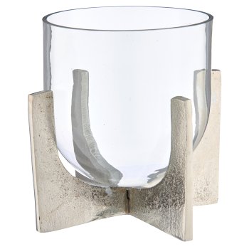 Alumninium Gestell für 1 Teelichtglas, 13x13x15cm, silber