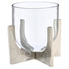 Alumninium stand for 1 tealight jar, 13x13x15cm, silver