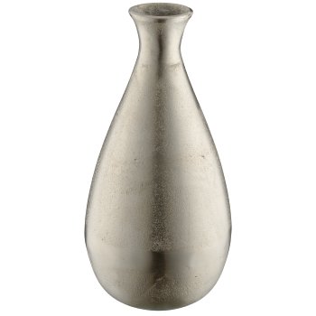 Aluminium Vase, bauchig, 15x15x31cm, silber, Lepuro