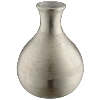 Aluminium vase, spherical shape, 15x15x22cm, silver, Lepuro