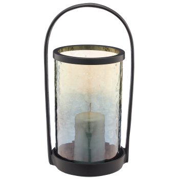 Aluminium Windlichtgestell mit Glaseinsatz, 15x18,5x37cm, anthrazit
