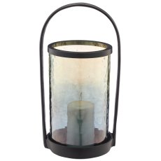 Aluminium Windlichtgestell mit Glaseinsatz, 15x18,5x37cm, anthrazit