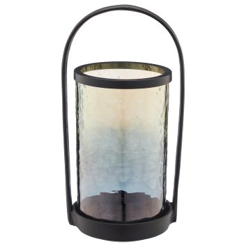 Aluminium Windlichtgestell mit Glaseinsatz, 15x18,5x37cm, anthrazit