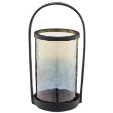 Aluminium Windlichtgestell mit Glaseinsatz, 15x18,5x37cm, anthrazit