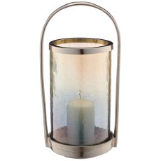 Aluminium Windlichtgestell mit Glaseinsatz, 15x18,5x37cm, silber