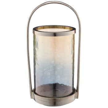 Aluminium Windlichtgestell mit Glaseinsatz, 15x18,5x37cm, silber