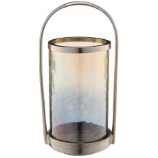 Aluminium Windlichtgestell mit Glaseinsatz, 15x18,5x37cm, silber