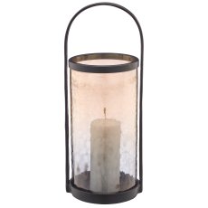 Aluminium Windlichtgestell mit Glaseinsatz, 18,5x20,5x51cm, anthrazit