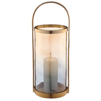 Aluminium Windlichtgestell mit Glaseinsatz, 18,5x20,5x51cm, gold