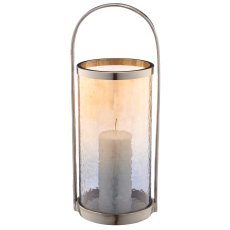 Aluminium Windlichtgestell mit Glaseinsatz, 18,5x20,5x51cm, silber