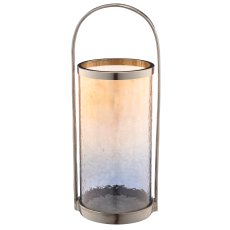 Aluminium Windlichtgestell mit Glaseinsatz, 18,5x20,5x51cm, silber