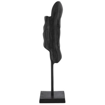 Aluminium leaf, object on base, 10x10x40cm, anthracite, Lepuro