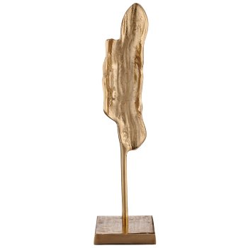 Aluminium Blatt, Objekt auf Fuß, 10x10x40cm, gold, Lepuro