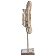 Aluminium Blatt, Objekt auf Fuß, 10x10x40cm, silber, Lepuro