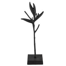Aluminium heleconia flower, object on base, 15x10x40cm, anthracite, Lepuro