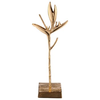 Aluminium Helekonienblüte, Objekt auf Fuß, 15x10x40cm, gold, Lepuro