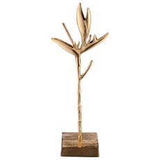 Aluminium Helekonienblüte, Objekt auf Fuß, 15x10x40cm, gold, Lepuro