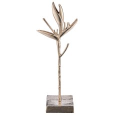 Aluminium Helekonienblüte, Objekt auf Fuß, 15x10x40cm, silber, Lepuro