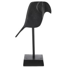 Aluminium bird object on base, 8x12x24cm, anthracite, Lepuro