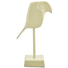 Aluminium bird object on base, 8x12x24cm, light yellow, Lepuro