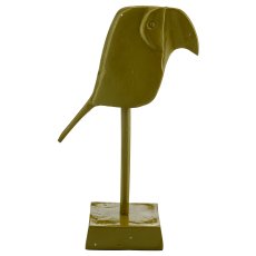 Aluminium bird object on base, 8x12x24cm, green, Lepuro