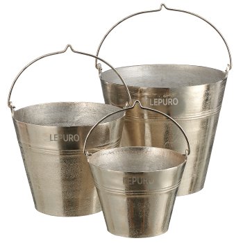 Aluminium Eimer, Pflanzgefäß, 3er Set, 25x20x18/28x25x24/33x28x28cm,