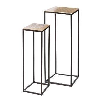 Aluminium Beistellrack auf Eisengestell 2erSet, 25x25x80/22x22x60cm,