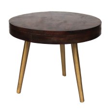 Mango wood table with aluminium feet GRETA, 40x40x28cm, nature