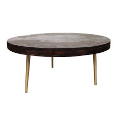 Mango wood table with aluminium feet GRETA, 80x80x35cm, nature