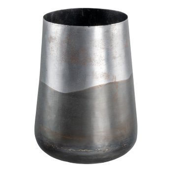Iron metal vase bulbous LINO, 22x22x30cm, black silver