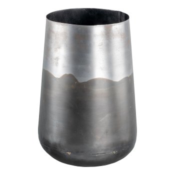 Iron metal vase bulbous LINO, 29x29x40cm, black silver