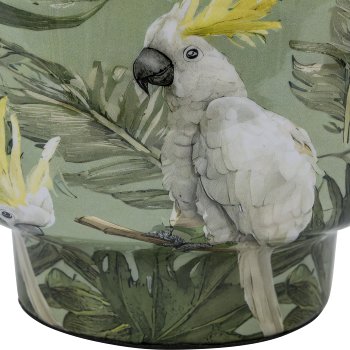 Metal vessel INSTYLE, with bird print, 16x16x16cm, green, Lepuro