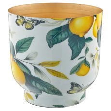 Metal vessel INSTYLE, with leaf print, lemon, 21x21x20cm, yellow, Lepuro