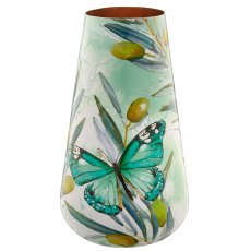Metallgefäß INSTYLE, Drop, mit Blattdekor, Olive, 18x18x31cm, blau, Lepuro