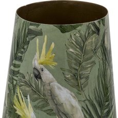 Metal vessel INSTYLE, drop, with bird print, 18x18x37cm, green, Lepuro