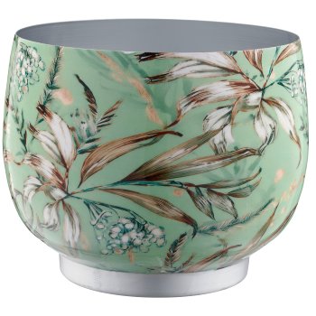 Metal planter INSTYLE with print, 23.5x23.5x20cm, green, Lepuro