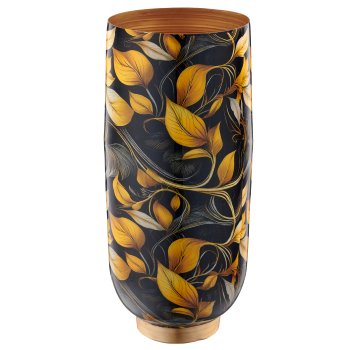 Metal vase INSTYLE with print, 13x13x30cm, black, Lepuro