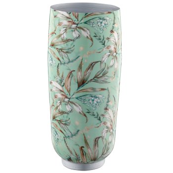 Metal vase INSTYLE with print, 16x16x38cm, green, Lepuro