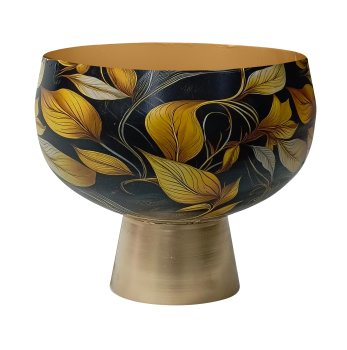 Metal bowl INSTYLE on base with print, 31x31x23cm, black, Lepuro